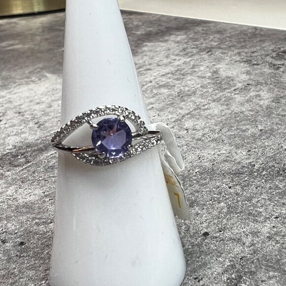 Ring Bomb Party Ring, size 7, blue stone .925 sterling silver band - Picture 2 of 6